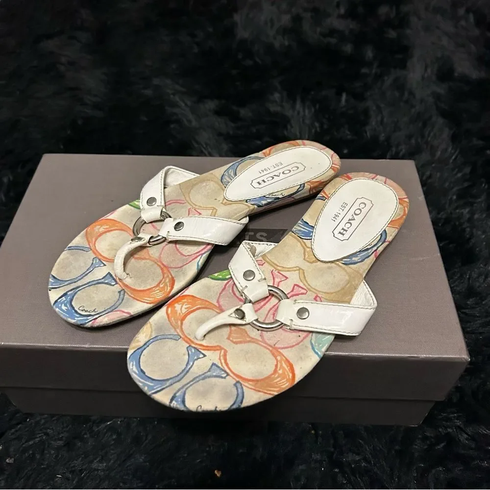 COACH white sandals flip flops shoes women’s 6.5